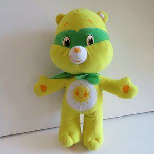 Fun Shine CARE BEAR Green Mask & Cape, Standing 2009 PLUSH STUFFED ANIMAL Plush